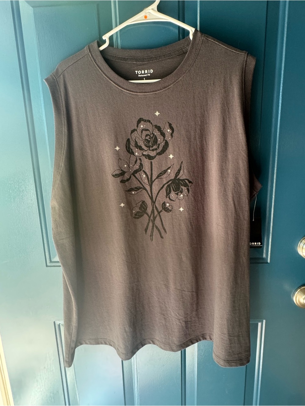 NWT torrid Black Graphic Celestial Floral Relaxed Tank 1X